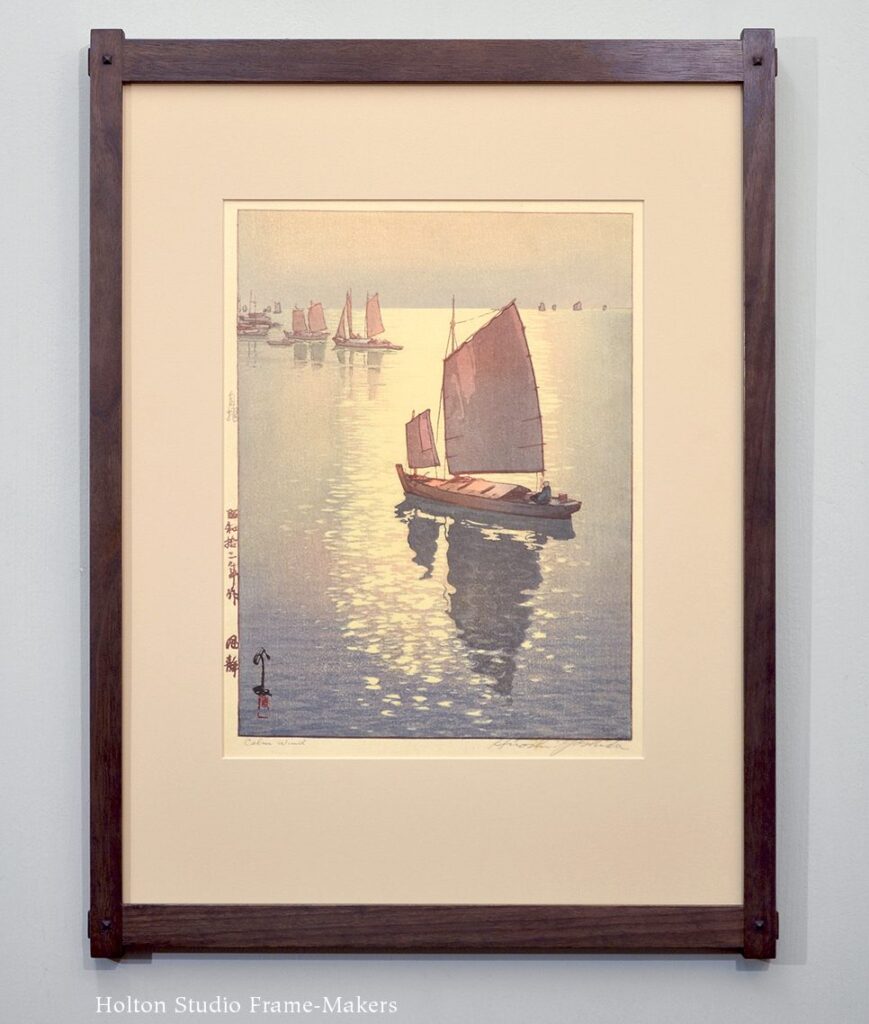 Framed Hiroshi Yoshida print, "Calm Wind"