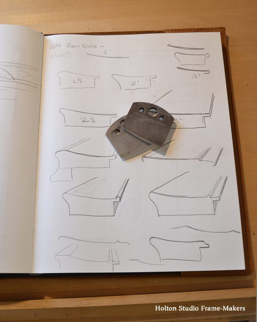 Sketchbook page with molding knives